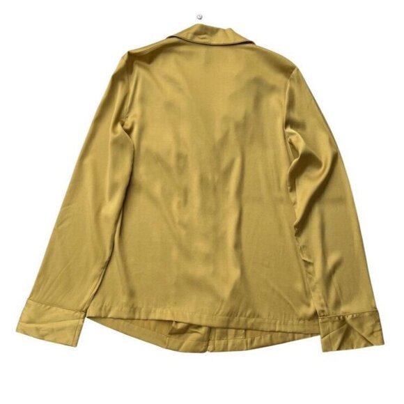 SKIMS Stretch Yellow Satin Silk Pajama Top Size XXS Kim Kardashian Stretch - Picture 8 of 9